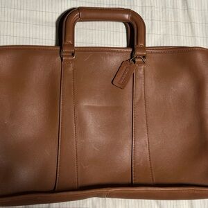 🔥 VTG Coach Brown Leather Top Handle Portfolio Bag A7C-5286
